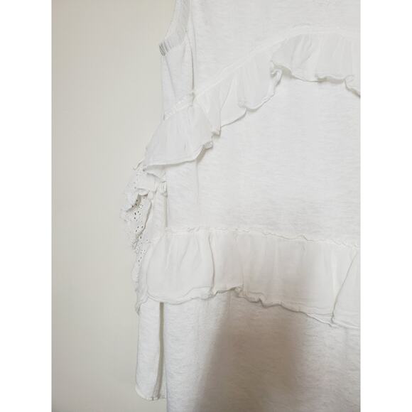 Free People Claire Tee Tunic Top Eyelet Ruffle Tiered Womens Small Oversized - Picture 3 of 16